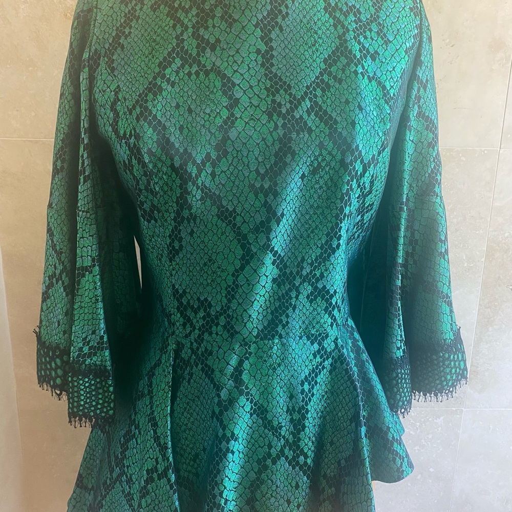 Green Snake Print Women's Top